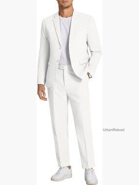 Men's 2 Piece Linen Suit Set Regular Fit Lightweight Beach Wedding